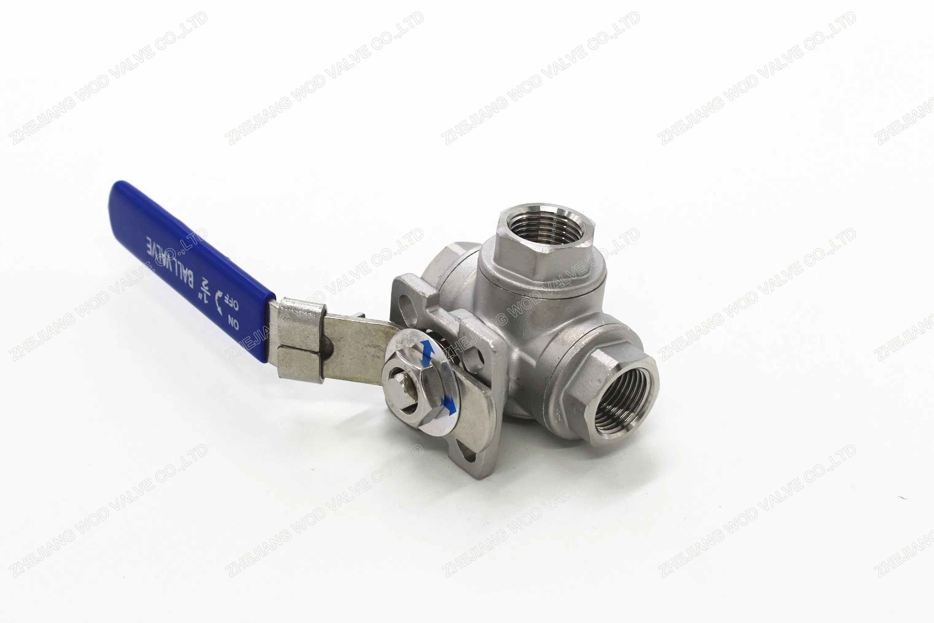 1 Inch CF8m L-Type Threaded 3 Way Ball Valves with Mounting Pad and Lock