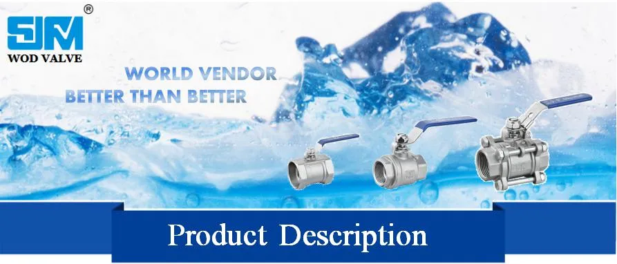 DN20 304 T-Type Threaded 3 Way High Platform Ball Valve with Locking Device