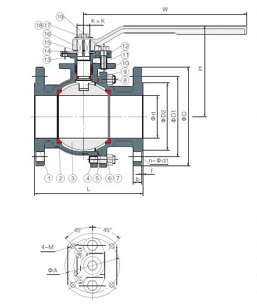 Flange End ANSI Mounting Pad 2-PC Ball Valve